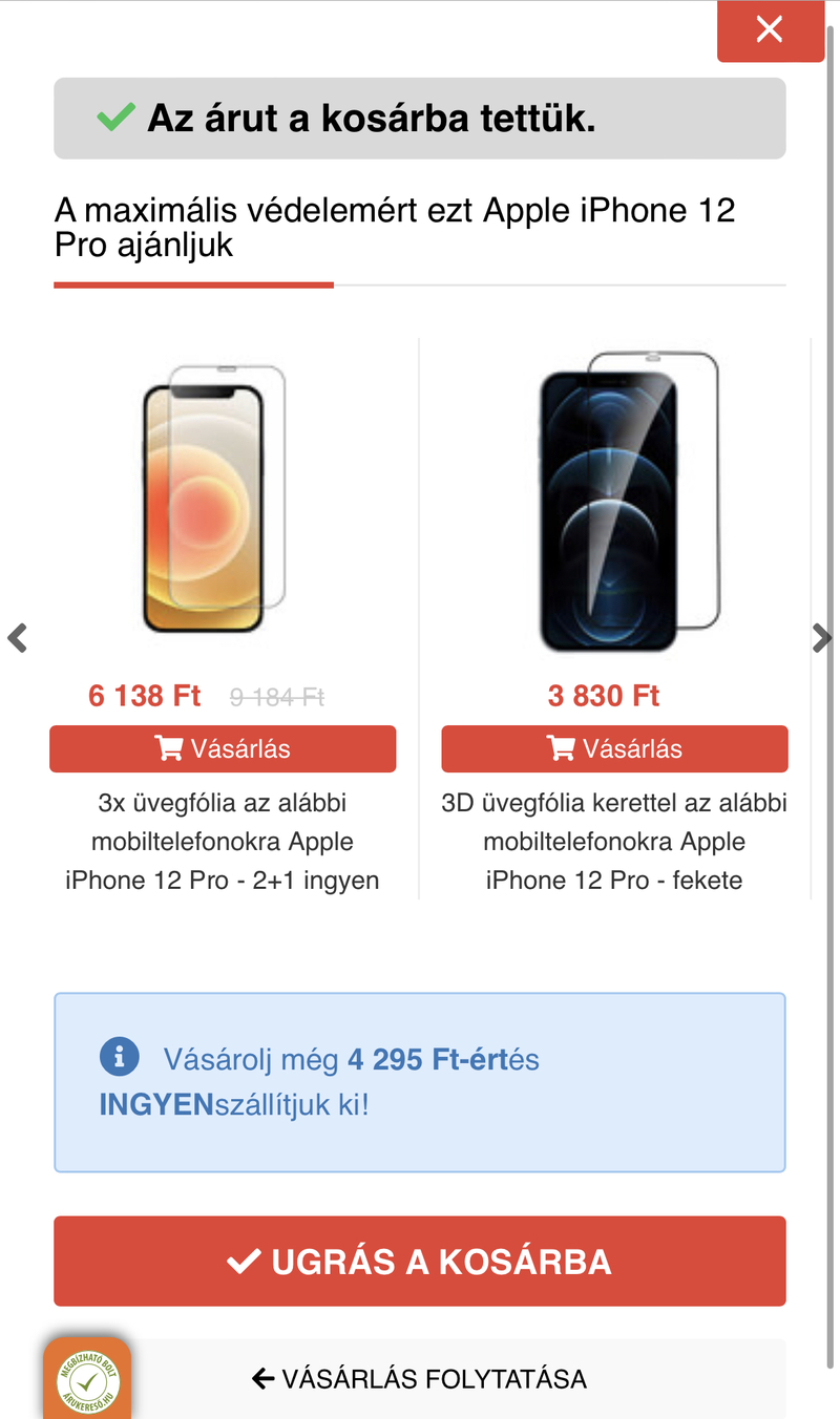 A tokhoz egy védőfóliát is hozzáadhat
