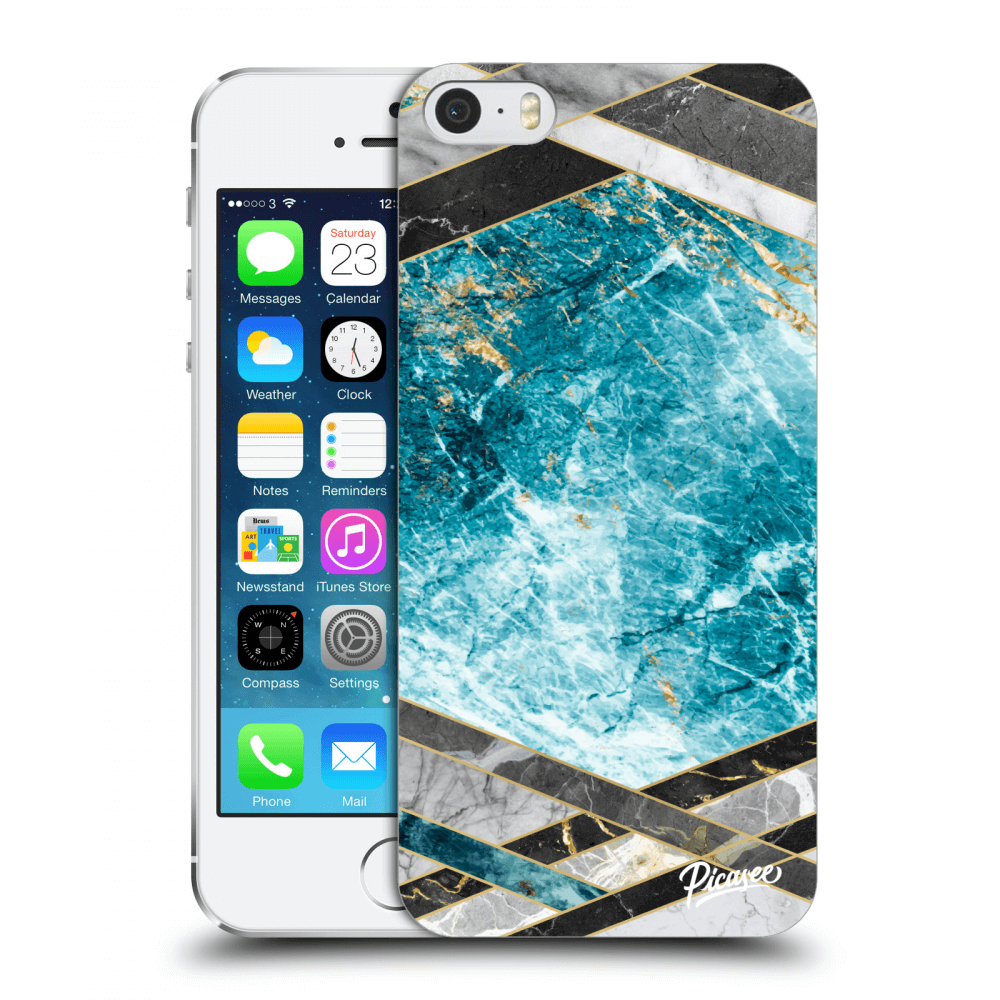 Picasee átlátszó szilikon tok az alábbi mobiltelefonokra Apple iPhone 5/5S/SE - Blue geometry