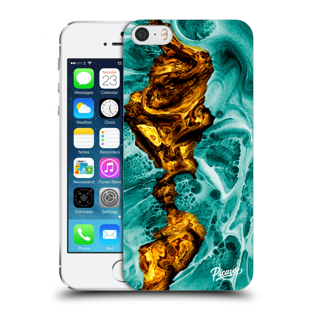 Picasee átlátszó szilikon tok az alábbi mobiltelefonokra Apple iPhone 5/5S/SE - Goldsky