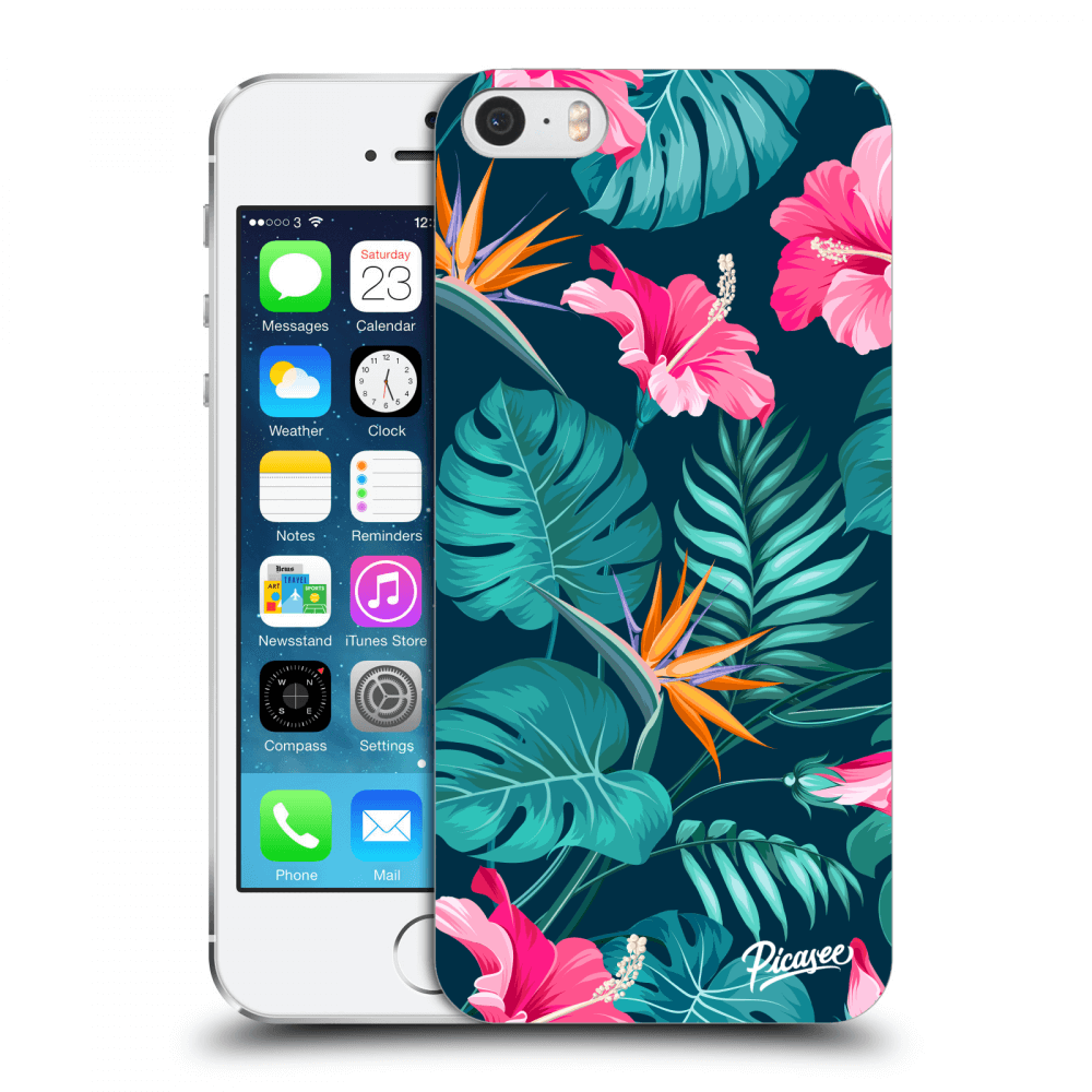 Picasee átlátszó szilikon tok az alábbi mobiltelefonokra Apple iPhone 5/5S/SE - Pink Monstera