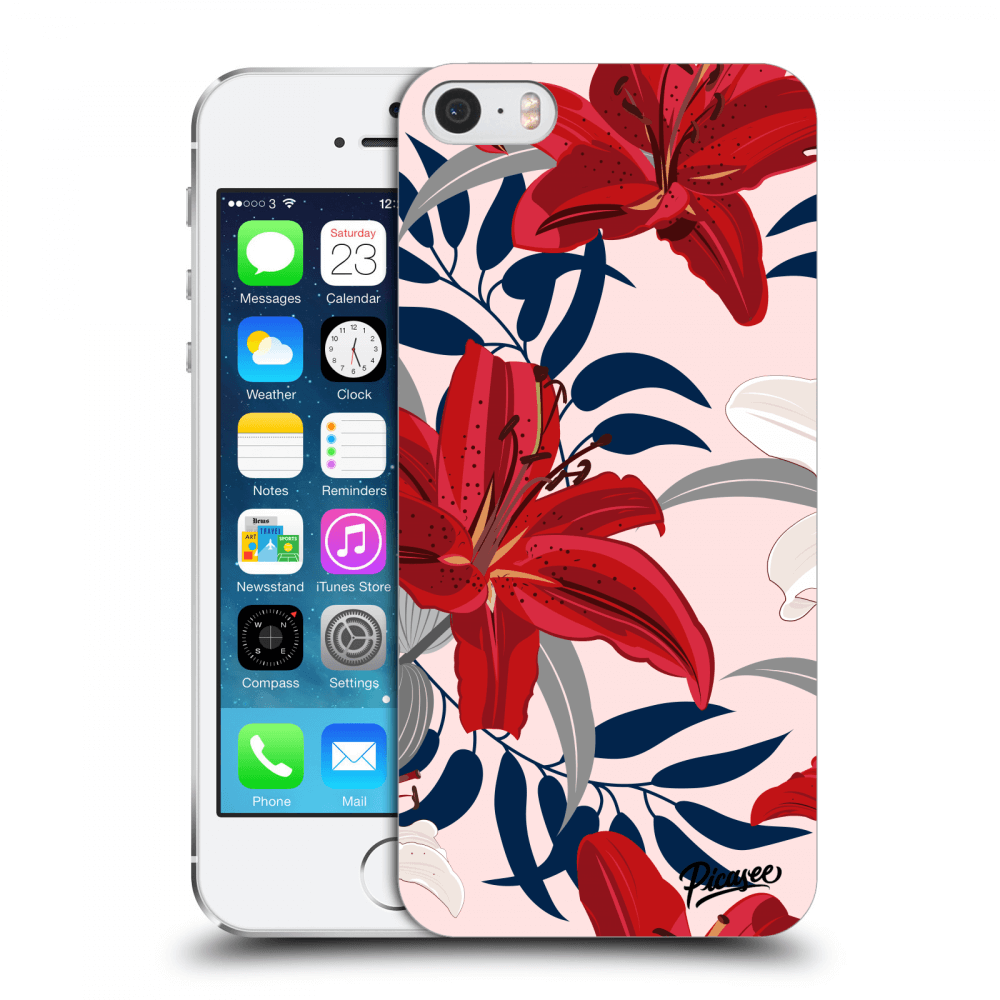 Picasee átlátszó szilikon tok az alábbi mobiltelefonokra Apple iPhone 5/5S/SE - Red Lily