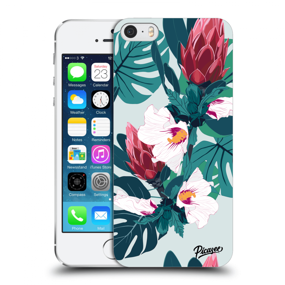 Picasee átlátszó szilikon tok az alábbi mobiltelefonokra Apple iPhone 5/5S/SE - Rhododendron