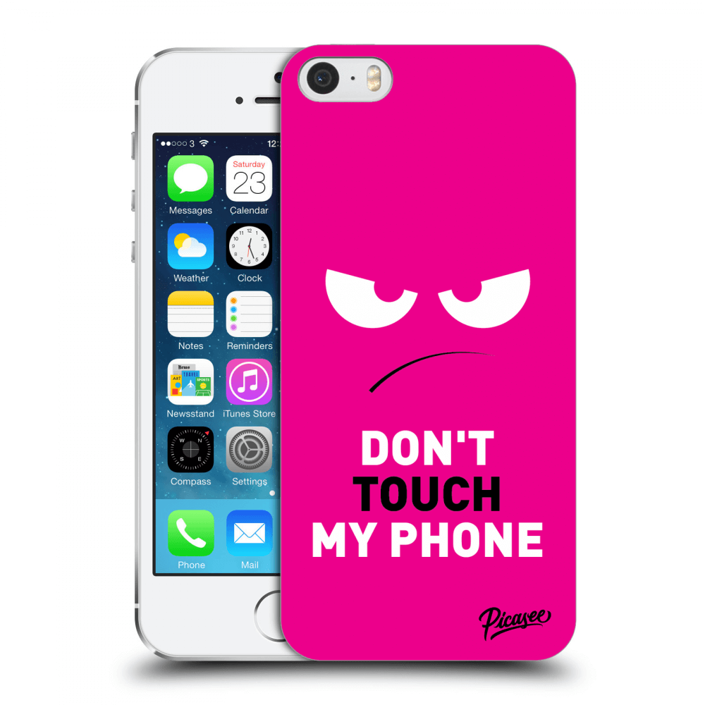 Picasee átlátszó szilikon tok az alábbi mobiltelefonokra Apple iPhone 5/5S/SE - Angry Eyes - Pink
