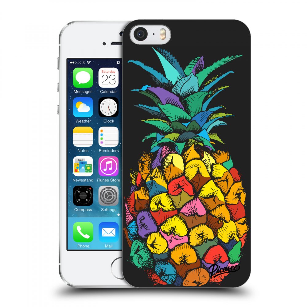 Picasee műanyag fekete tok az alábbi mobiltelefonra Apple iPhone 5/5S/SE - Pineapple