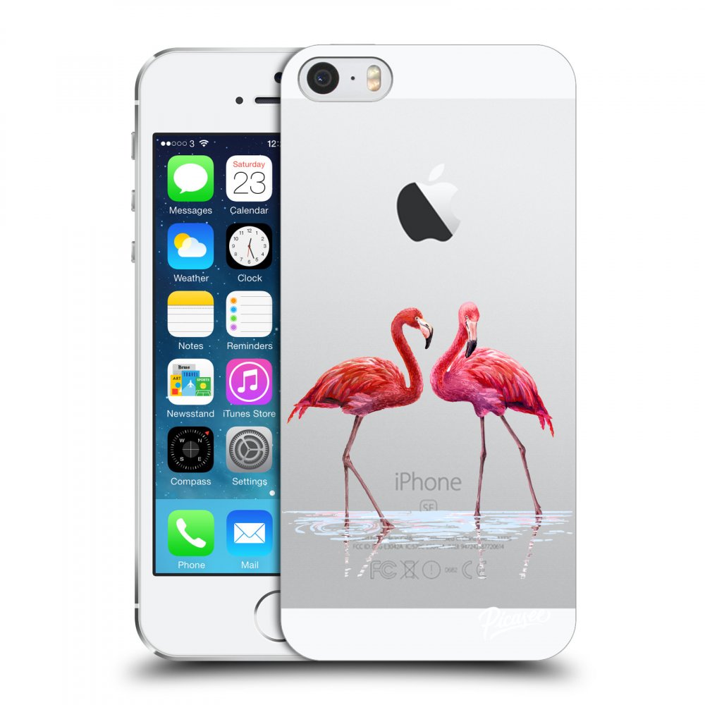 Picasee átlátszó szilikon tok az alábbi mobiltelefonokra Apple iPhone 5/5S/SE - Flamingos couple
