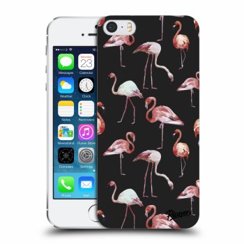 Picasee műanyag fekete tok az alábbi mobiltelefonra Apple iPhone 5/5S/SE - Flamingos