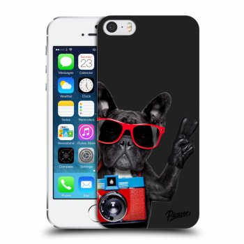 Picasee műanyag fekete tok az alábbi mobiltelefonra Apple iPhone 5/5S/SE - French Bulldog