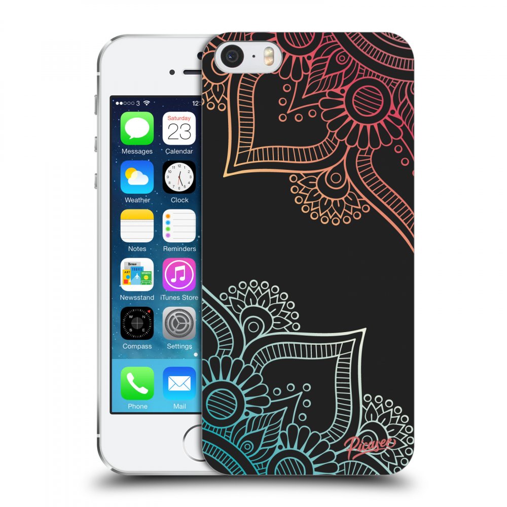 Picasee műanyag fekete tok az alábbi mobiltelefonra Apple iPhone 5/5S/SE - Flowers pattern