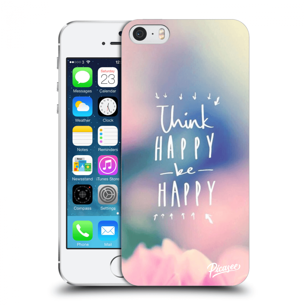 Picasee átlátszó szilikon tok az alábbi mobiltelefonokra Apple iPhone 5/5S/SE - Think happy be happy