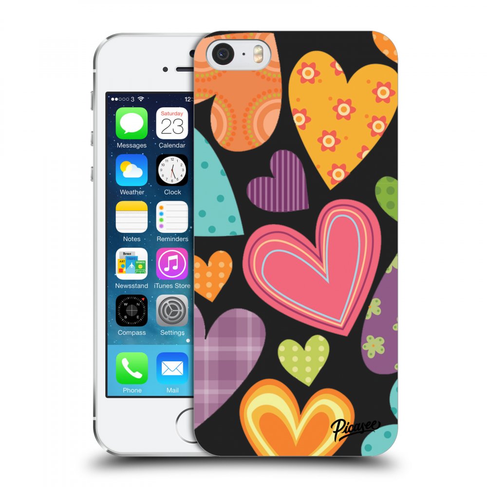 Picasee műanyag fekete tok az alábbi mobiltelefonra Apple iPhone 5/5S/SE - Colored heart