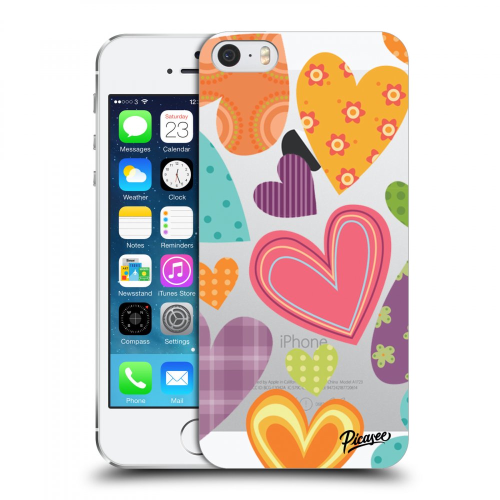 Picasee átlátszó szilikon tok az alábbi mobiltelefonokra Apple iPhone 5/5S/SE - Colored heart