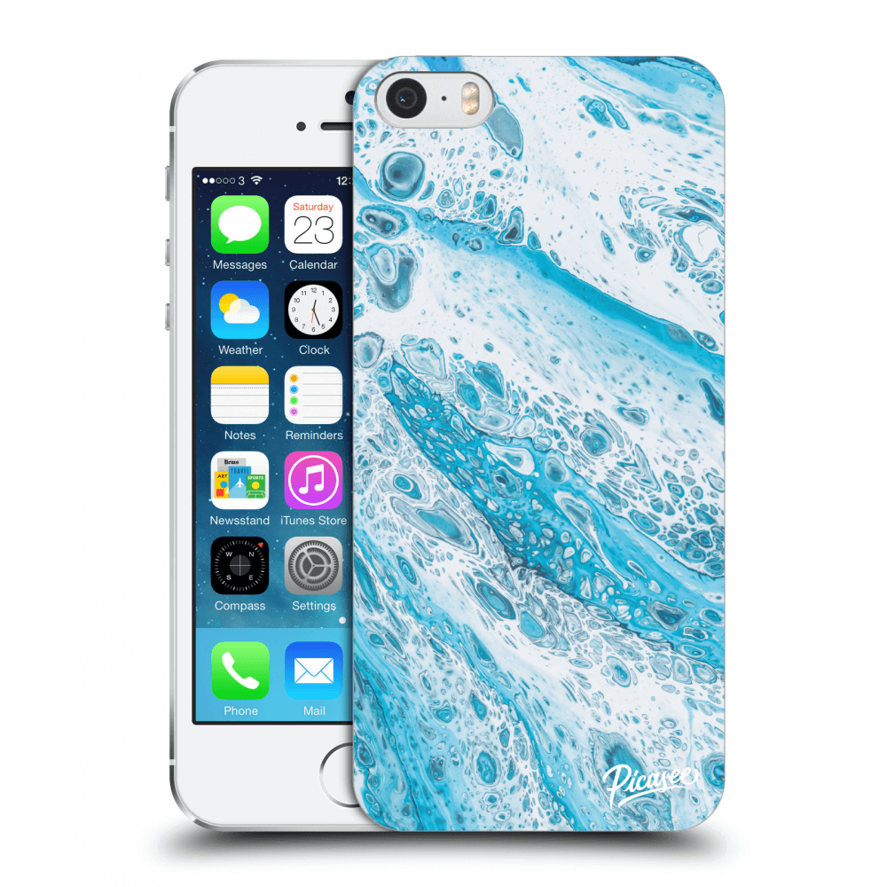 Picasee műanyag fekete tok az alábbi mobiltelefonra Apple iPhone 5/5S/SE - Blue liquid