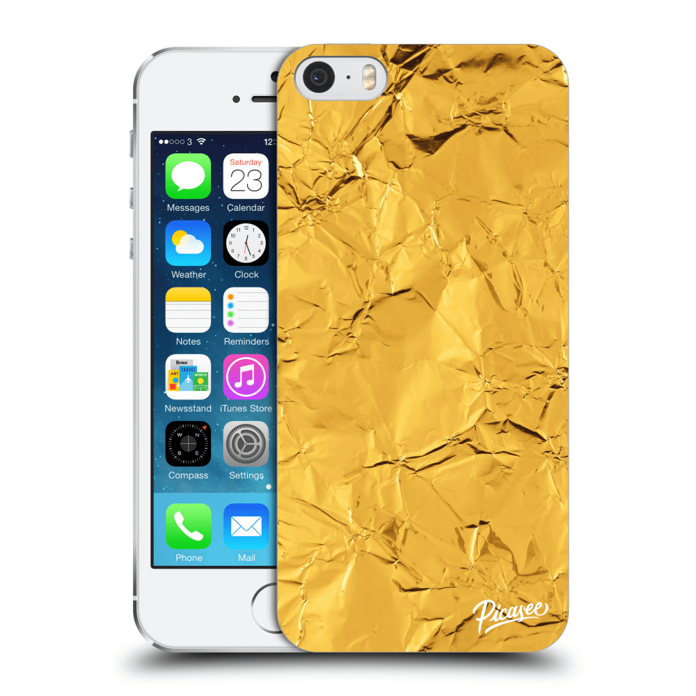 Picasee átlátszó szilikon tok az alábbi mobiltelefonokra Apple iPhone 5/5S/SE - Gold