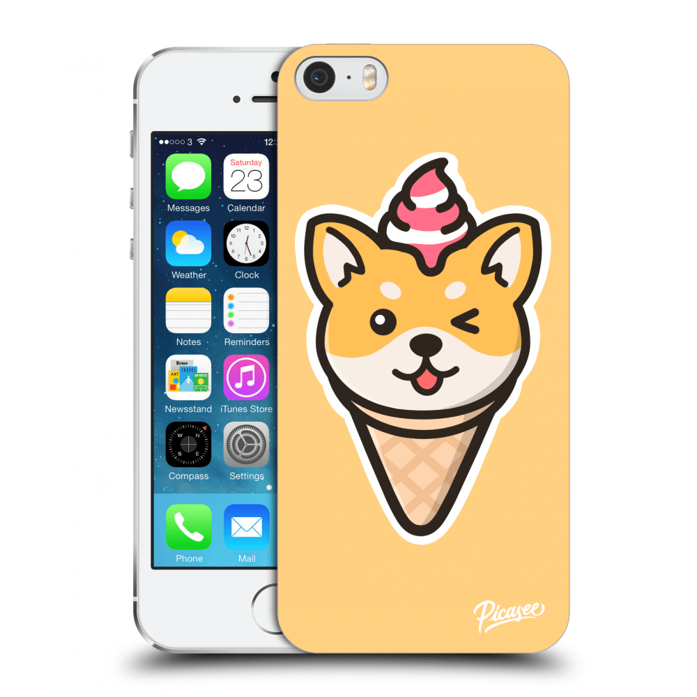 Picasee műanyag átlátszó tok az alábbi mobiltelefonokra Apple iPhone 5/5S/SE - Ice Cream Shiba