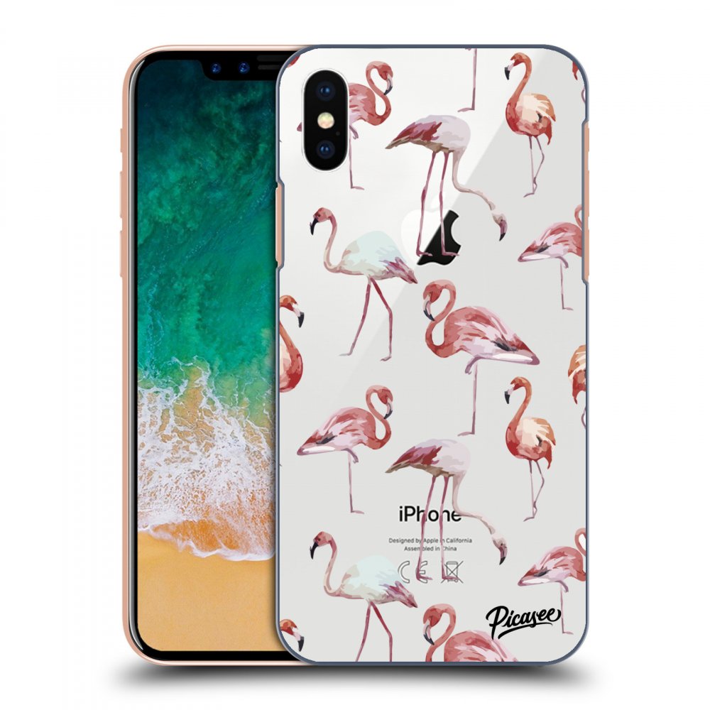Picasee átlátszó szilikon tok az alábbi mobiltelefonokra Apple iPhone X/XS - Flamingos