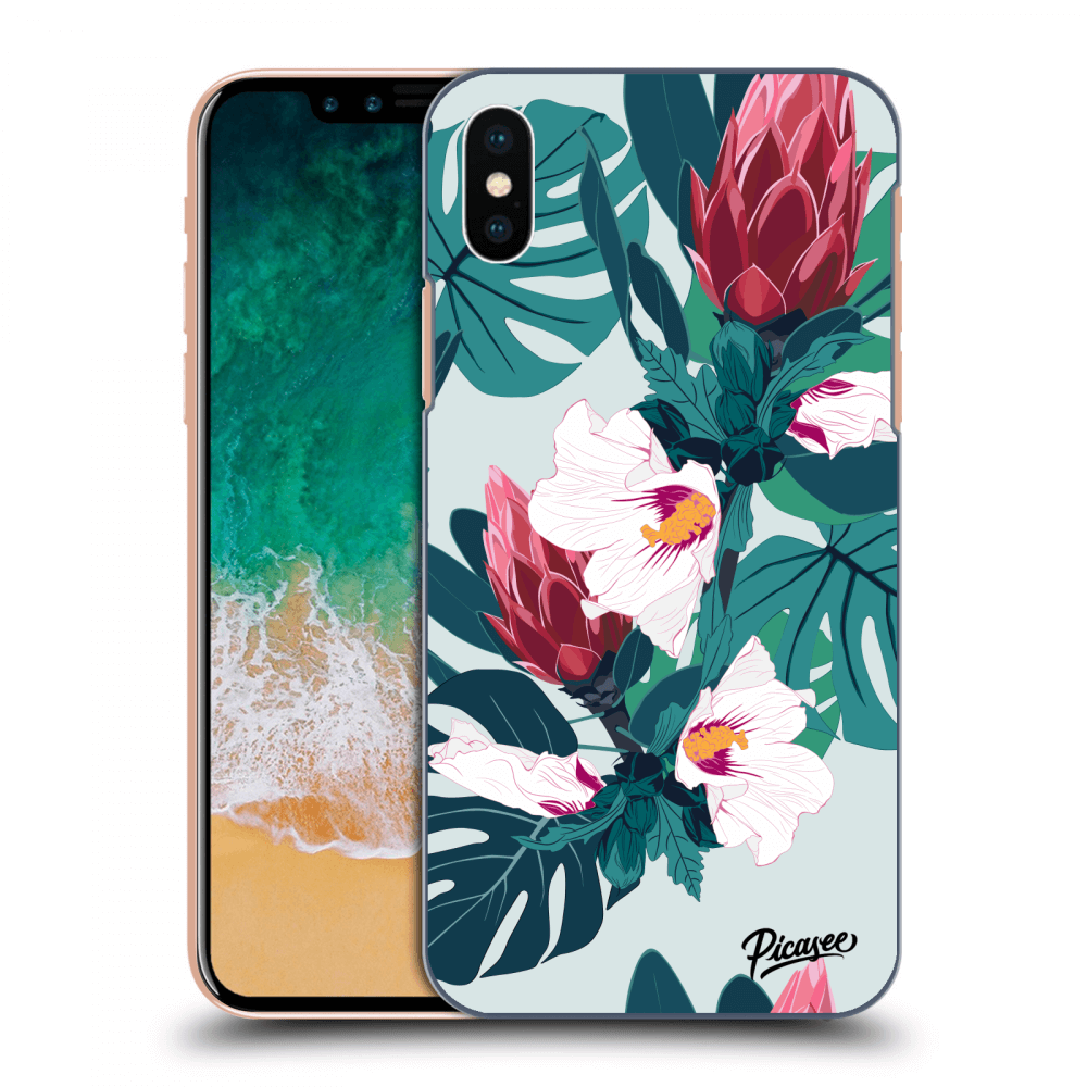 Picasee átlátszó szilikon tok az alábbi mobiltelefonokra Apple iPhone X/XS - Rhododendron