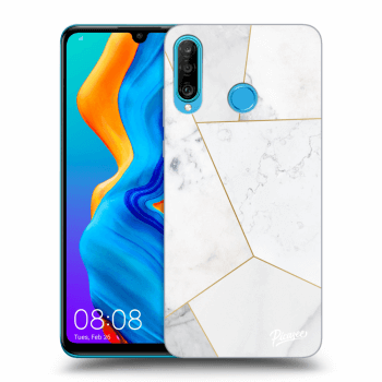 Szilikon tok erre a típusra Huawei P30 Lite - White tile