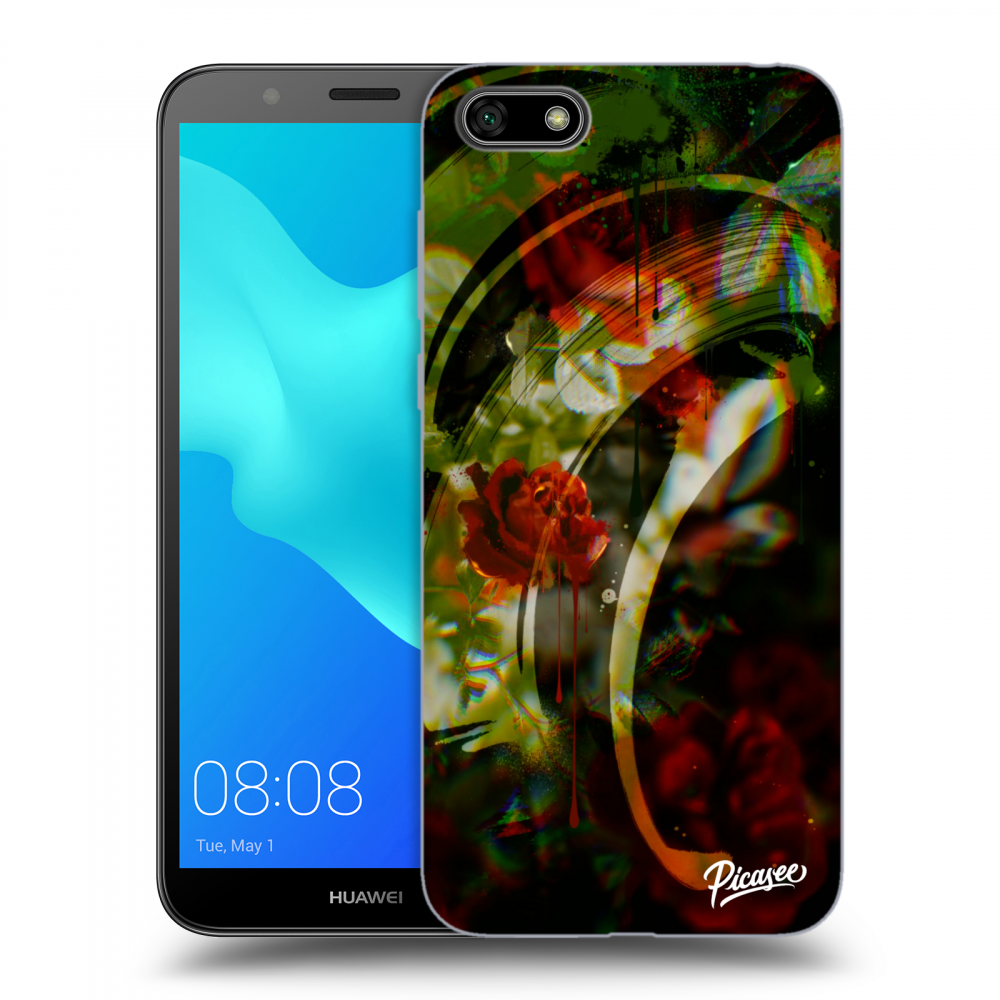 Picasee fekete szilikon tok az alábbi mobiltelefonokra Huawei Y5 2018 - Roses color