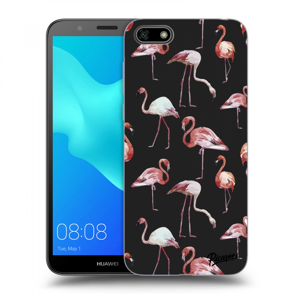 Picasee fekete szilikon tok az alábbi mobiltelefonokra Huawei Y5 2018 - Flamingos