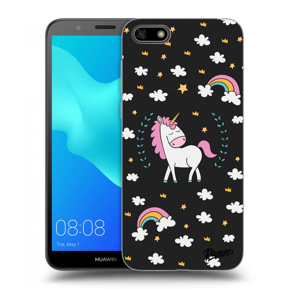 Picasee fekete szilikon tok az alábbi mobiltelefonokra Huawei Y5 2018 - Unicorn star heaven
