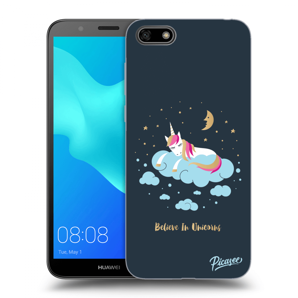 Picasee fekete szilikon tok az alábbi mobiltelefonokra Huawei Y5 2018 - Believe In Unicorns