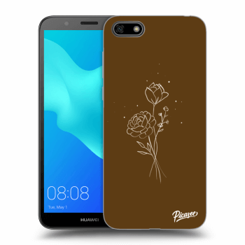 Picasee fekete szilikon tok az alábbi mobiltelefonokra Huawei Y5 2018 - Brown flowers