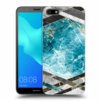 Picasee fekete szilikon tok az alábbi mobiltelefonokra Huawei Y5 2018 - Blue geometry