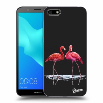 Picasee fekete szilikon tok az alábbi mobiltelefonokra Huawei Y5 2018 - Flamingos couple