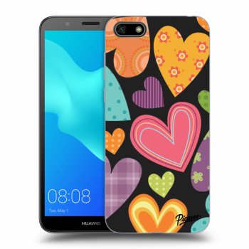 Picasee fekete szilikon tok az alábbi mobiltelefonokra Huawei Y5 2018 - Colored heart