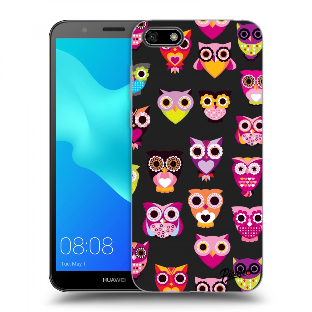 Picasee fekete szilikon tok az alábbi mobiltelefonokra Huawei Y5 2018 - Owls