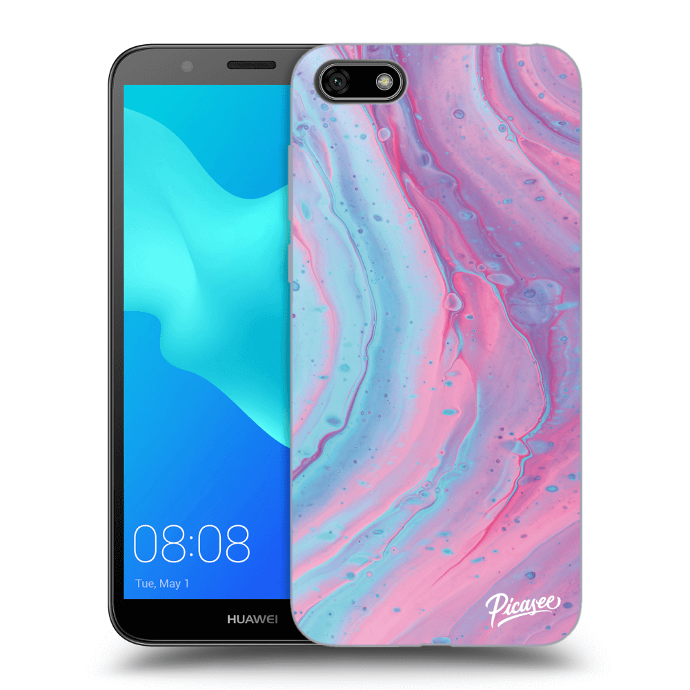 Picasee fekete szilikon tok az alábbi mobiltelefonokra Huawei Y5 2018 - Pink liquid