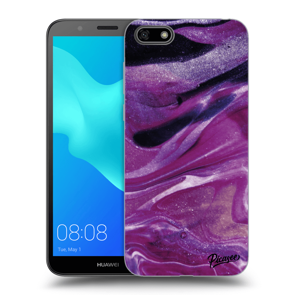 Picasee fekete szilikon tok az alábbi mobiltelefonokra Huawei Y5 2018 - Purple glitter