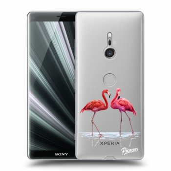 Picasee átlátszó szilikon tok az alábbi mobiltelefonokra Sony Xperia XZ3 - Flamingos couple