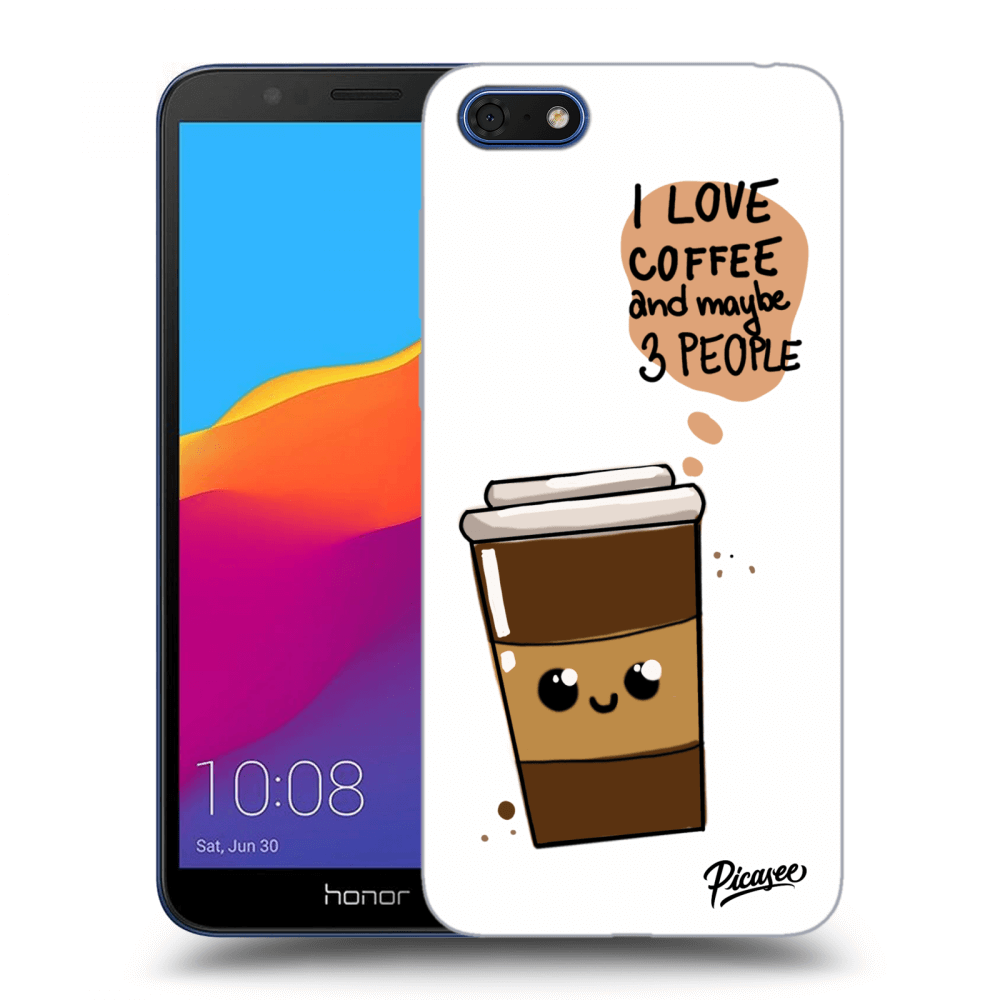 Picasee fekete szilikon tok az alábbi mobiltelefonokra Honor 7S - Cute coffee