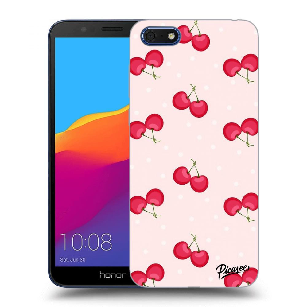 Picasee fekete szilikon tok az alábbi mobiltelefonokra Honor 7S - Cherries