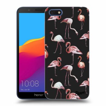 Picasee fekete szilikon tok az alábbi mobiltelefonokra Honor 7S - Flamingos