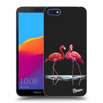 Picasee fekete szilikon tok az alábbi mobiltelefonokra Honor 7S - Flamingos couple