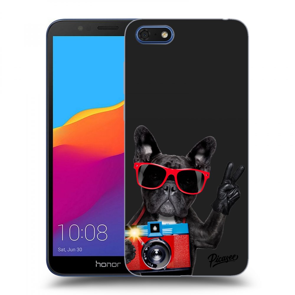 Picasee fekete szilikon tok az alábbi mobiltelefonokra Honor 7S - French Bulldog