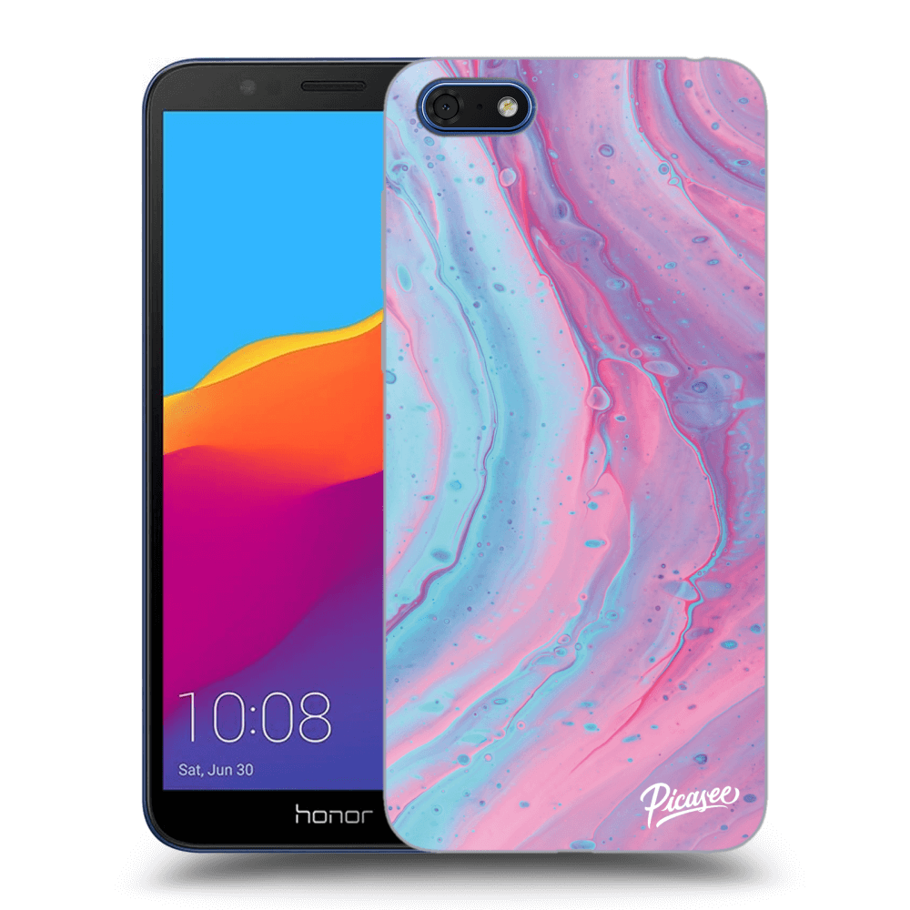 Picasee fekete szilikon tok az alábbi mobiltelefonokra Honor 7S - Pink liquid