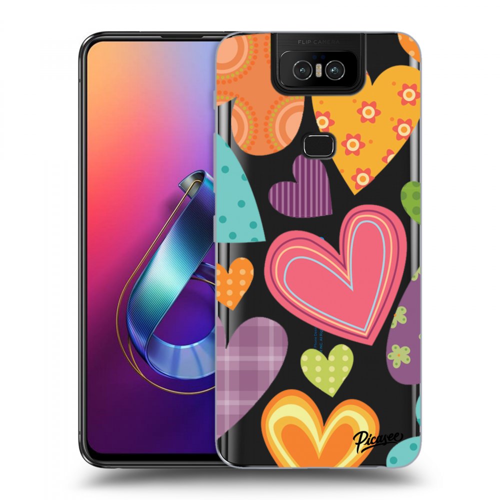 Picasee átlátszó szilikon tok az alábbi mobiltelefonokra Asus Zenfone 6 ZS630KL - Colored heart