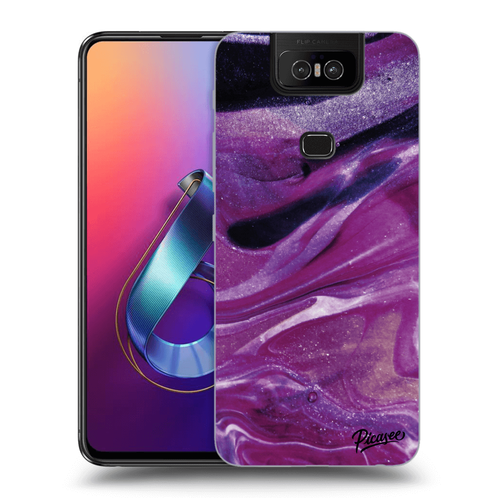 Picasee átlátszó szilikon tok az alábbi mobiltelefonokra Asus Zenfone 6 ZS630KL - Purple glitter