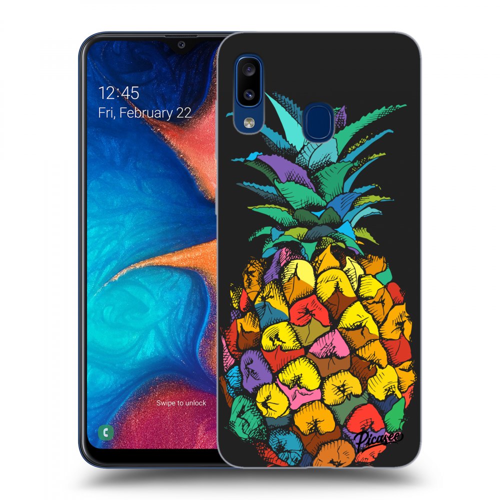 Picasee fekete szilikon tok az alábbi mobiltelefonokra Samsung Galaxy A20e A202F - Pineapple