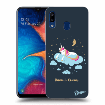 Picasee fekete szilikon tok az alábbi mobiltelefonokra Samsung Galaxy A20e A202F - Believe In Unicorns