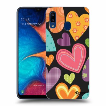 Picasee fekete szilikon tok az alábbi mobiltelefonokra Samsung Galaxy A20e A202F - Colored heart