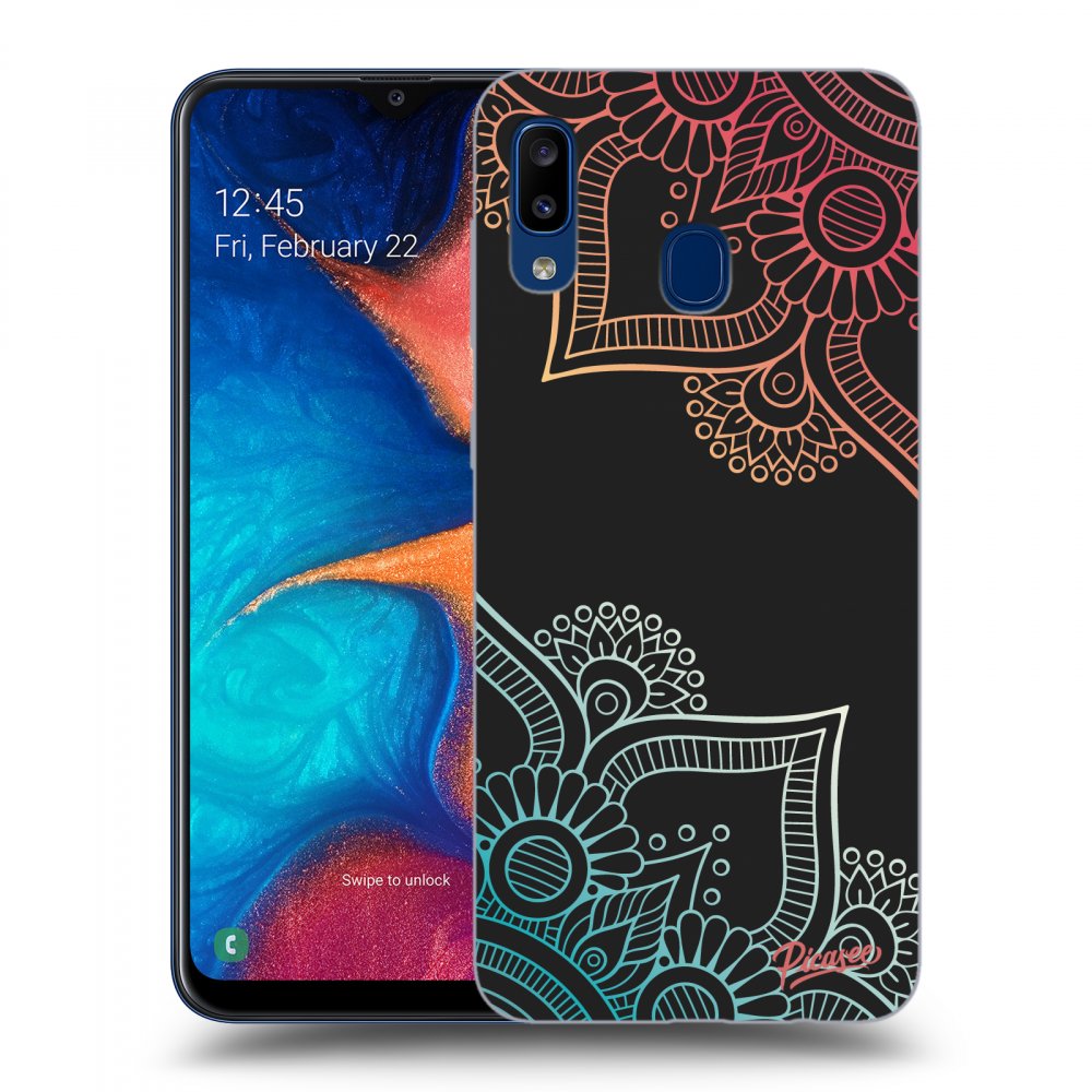 Picasee fekete szilikon tok az alábbi mobiltelefonokra Samsung Galaxy A20e A202F - Flowers pattern