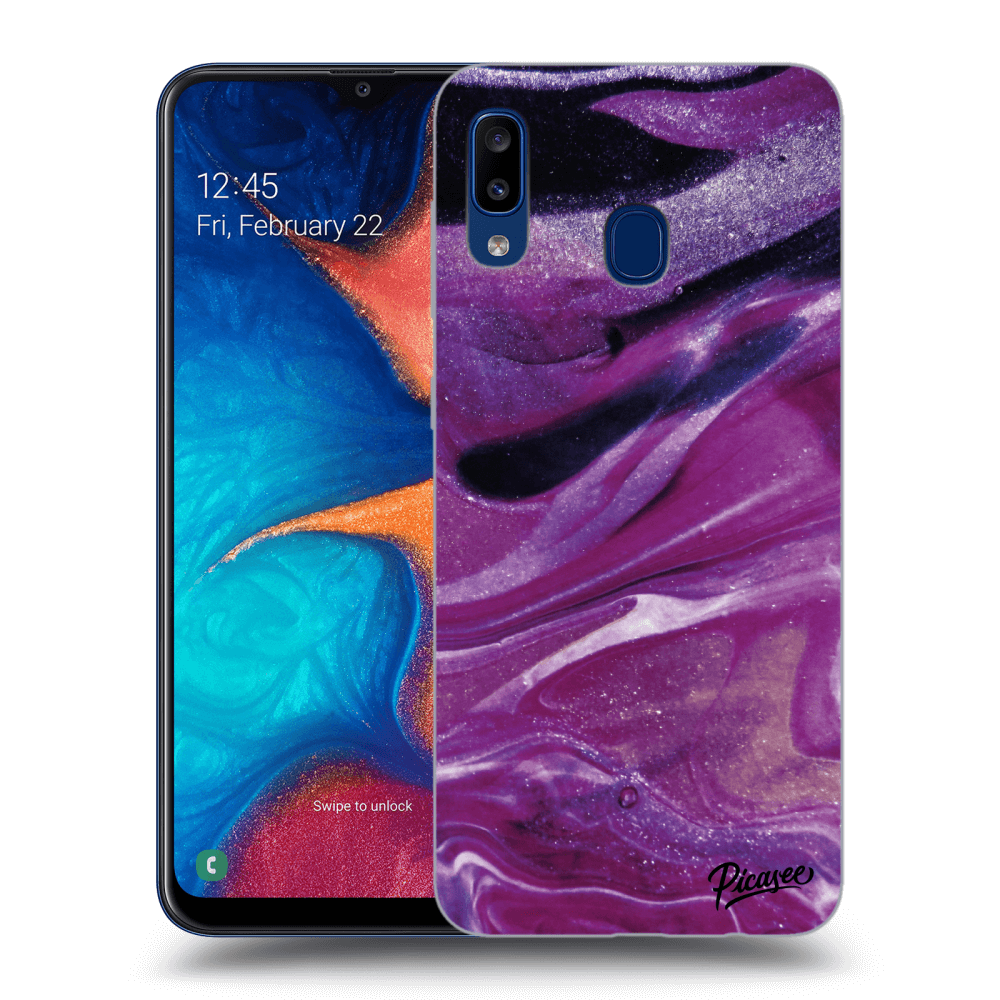Picasee átlátszó szilikon tok az alábbi mobiltelefonokra Samsung Galaxy A20e A202F - Purple glitter