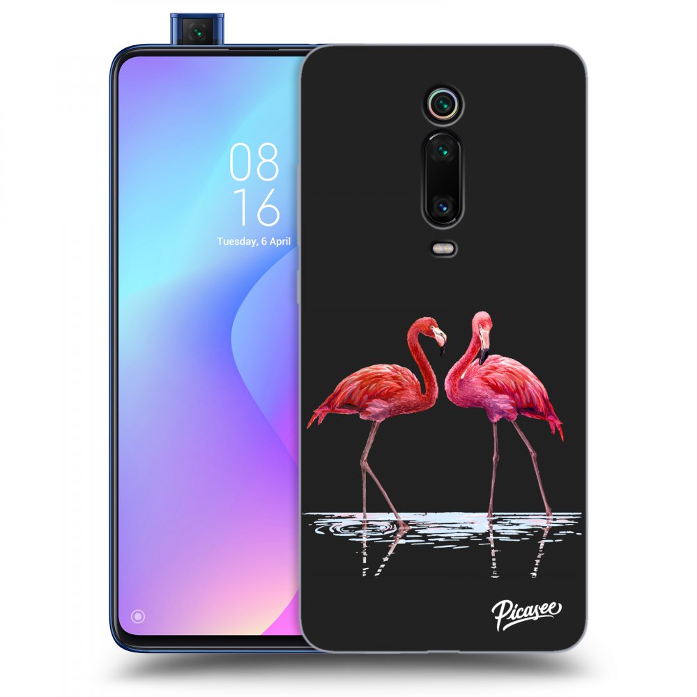 Picasee fekete szilikon tok az alábbi mobiltelefonokra Xiaomi Mi 9T (Pro) - Flamingos couple