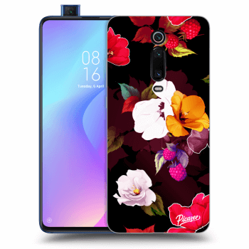 Picasee fekete szilikon tok az alábbi mobiltelefonokra Xiaomi Mi 9T (Pro) - Flowers and Berries