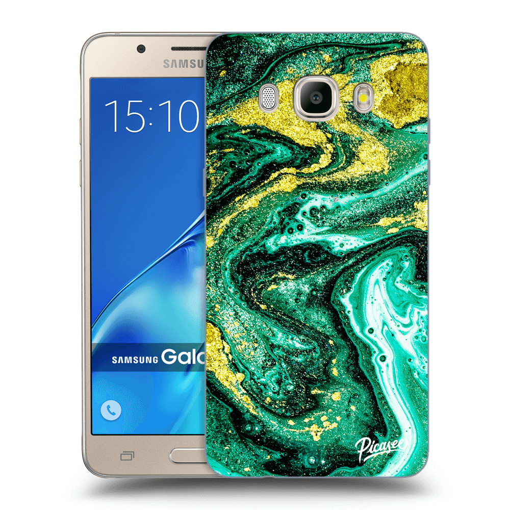 Picasee átlátszó szilikon tok az alábbi mobiltelefonokra Samsung Galaxy J5 2016 J510F - Green Gold