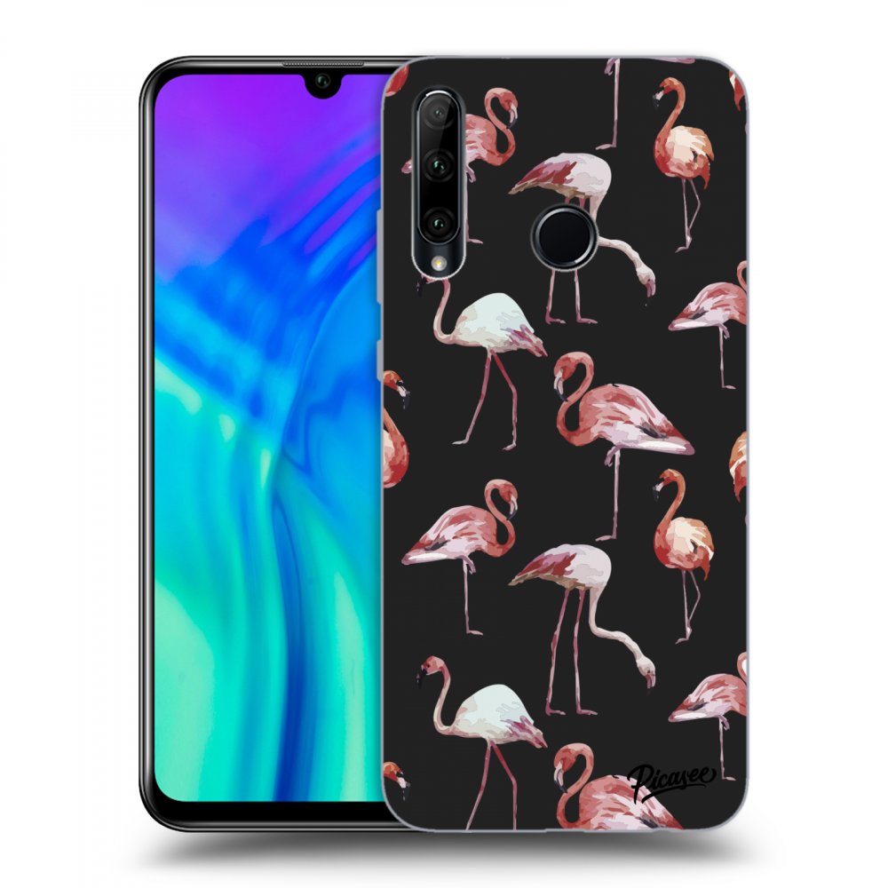 Picasee fekete szilikon tok az alábbi mobiltelefonokra Honor 20 Lite - Flamingos